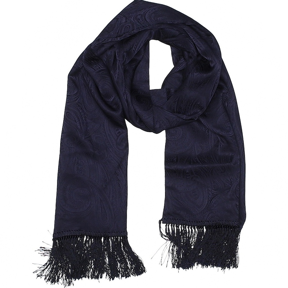 Anne Klein 100% Silk Print Navy Scarf